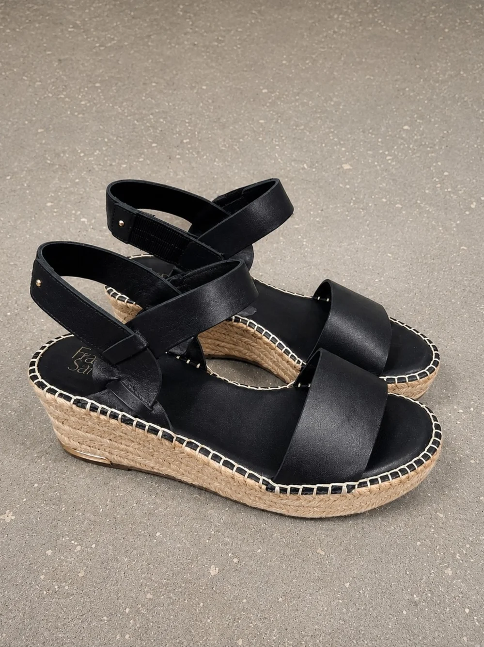 Franco Sarto Black Espadrille Wedge Sandals Size 9M